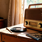 **

A warmly lit vintage radio, softly glowing in a cozy, slightly cluttered living room.  Sunlight streams through lace curtains.  Dust motes dance in the light.  On a nearby table, a half-finished cup of café au lait sits next to a well-worn vinyl record sleeve of The Carpenters. The overall feeling is comforting and nostalgic, like a Sunday afternoon in the French countryside.

**