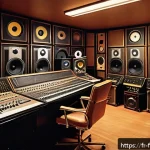 퀸 Bohemian Rhapsody 제작 비하인드 스토리 - A dynamic and vibrant digital painting of a 1970s recording studio scene featuring Queen band member...